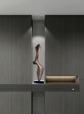 创意玄关柜雕塑摆件软装饰品售楼处客厅轻奢抽象几何玻璃钢艺术品