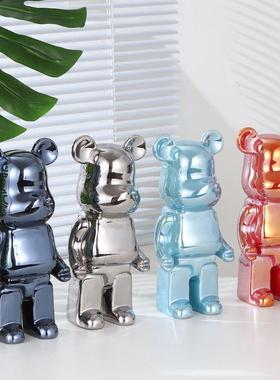 轻奢可爱28cm网红暴力熊摆件北欧现代客厅电视酒柜卡通公仔儿童房