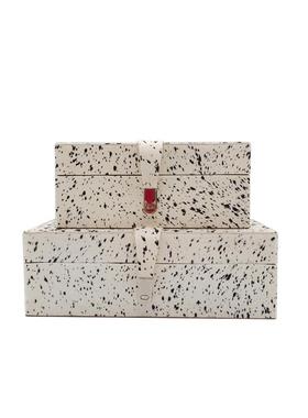 现代简约马毛格子首饰盒摆件北欧样板房衣帽间卧室斑点收纳装饰盒