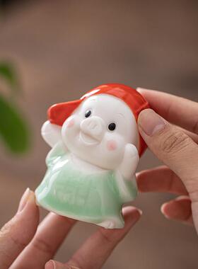 创意陶瓷可爱小猪摆件精品现代家居玄关桌面装饰品婚庆情人节礼物