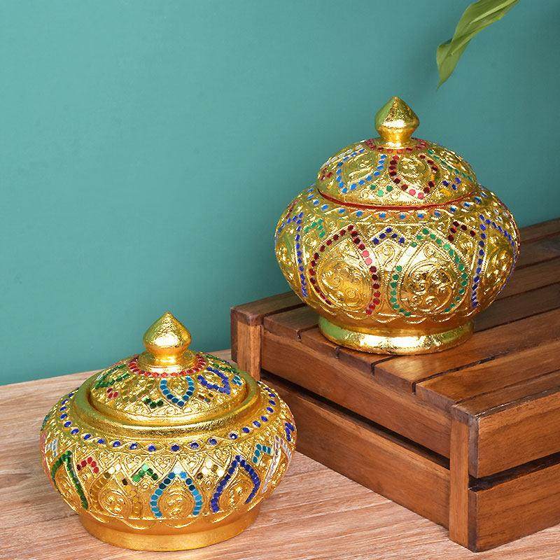 实木收纳罐泰式琉璃棉签收纳盒家用中式客厅茶几餐厅木质糖果盒,淘宝优惠券,粉丝福利购,淘宝优惠卷