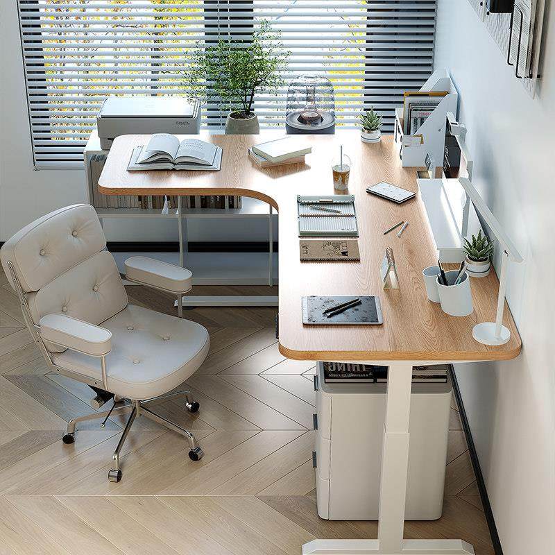 原木色转角升降书桌L型电动台式电脑桌实木家用卧室学习桌工作台,淘宝优惠券,粉丝福利购,淘宝优惠卷