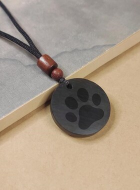 定制刻字圆形黑檀紫檀绿檀无事牌项链吊坠情侣礼物纪念礼品毛衣链