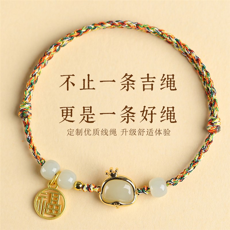 五彩好运生肖红手绳红绳手链女款端午节编织手绳男款脚链上岸礼物 - 图2