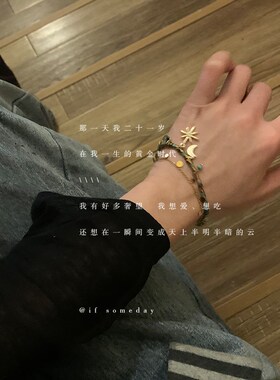 vintage天然石串珠手链轻奢小众精致高级感手串叠戴复古手饰百搭