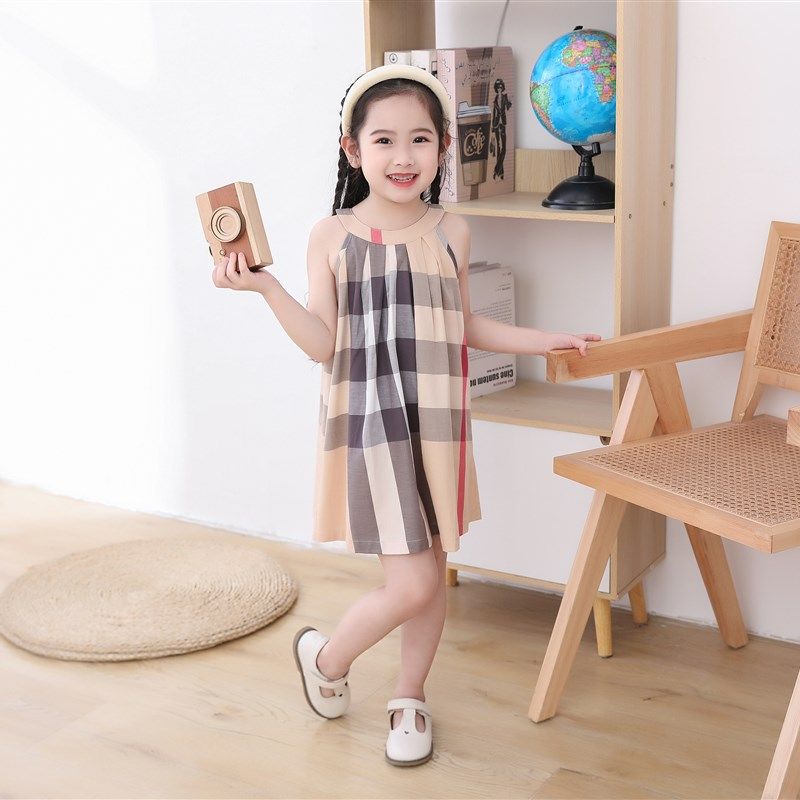 伯米吉夏季新款英伦风公主格子裙吊带女孩连衣裙凉爽棉宝宝裙1235,淘宝优惠券,粉丝福利购,淘宝优惠卷