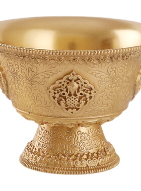 家用纯铜八吉祥高脚供水杯佛前供奉财神观音圣水杯净水供碗七供水