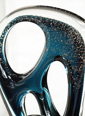 意式轻奢镂空大理石底座水晶电视柜办公桌酒柜装饰设计师高端摆件