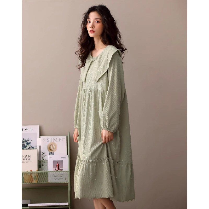 2024新款少女睡裙春秋季秋冬纯棉长袖甜美可爱娃娃领宽松大码睡衣,淘宝优惠券,粉丝福利购,淘宝优惠卷