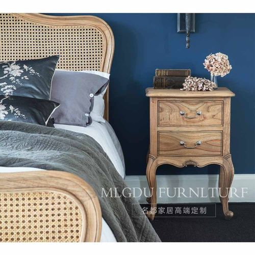 法式实木公主床 实木床头柜简欧双人床卧室床1.8米床复古床婚床 - 图1