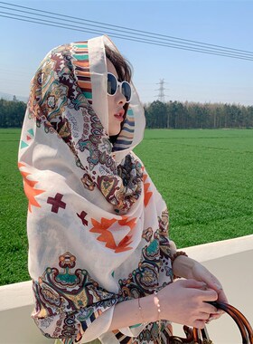 披肩女外搭民族风2024新款夏季薄款防晒云南旅游围巾海边丝巾纱巾