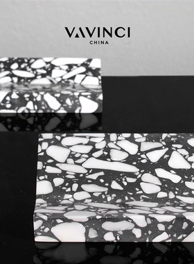 梵其水磨石烟灰缸托盘简约现代创意花器摆件样板房客厅桌面装饰品