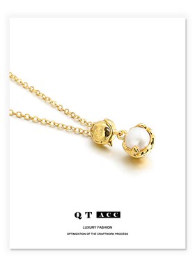 高保色真空电镀真金 国潮复古轻奢气质通勤百搭天然珍珠项链项饰