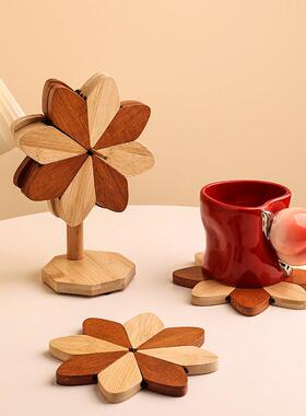 风车隔热垫全实木餐桌防烫耐高温碗垫创意摆件折叠锅垫杯垫送朋友