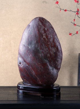 顶爷奇石原石靠山收藏鸡血石摆件