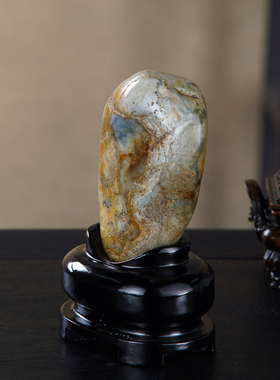 顶爷奇石原石和田玉青花籽料摆件