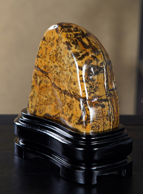 顶爷奇石原石靠山收藏彩陶石摆件