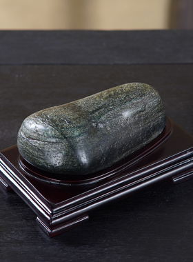 顶爷天然原石奇石【青简守正】崂山绿石收藏装饰摆件镇宅靠山石