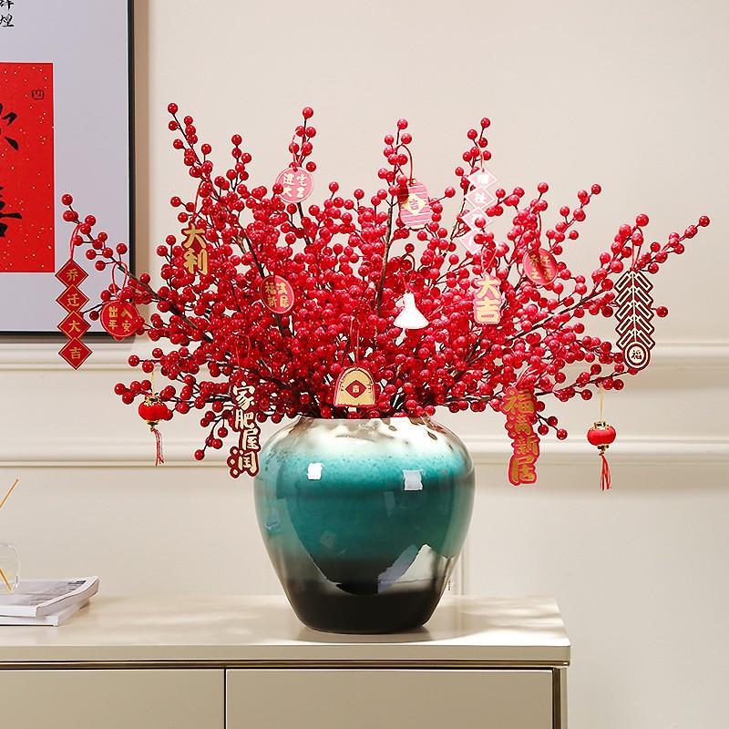 新中式陶瓷花瓶客厅插花入户玄关圆桌装饰摆件茶桌电视柜高档花艺 - 图0