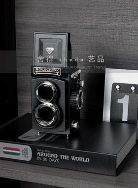 现代极简样板房书房书柜桌客厅酒柜餐边柜收纳柜软装饰品陈列摆件