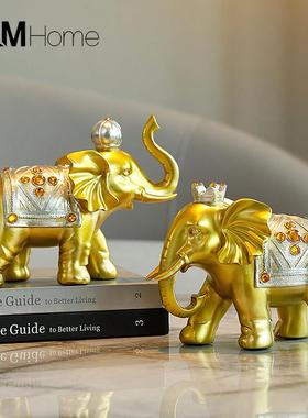 轻奢大象摆饰一对高档创意家居玄关办公室桌面酒柜客厅装饰品摆设