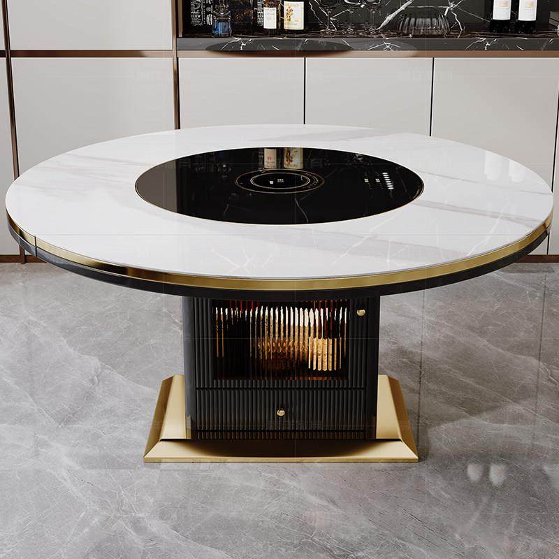 国补多功能电磁炉岩板餐桌家用内嵌转盘轻奢简约伸缩折叠方圆两用,淘宝优惠券,粉丝福利购,淘宝优惠卷