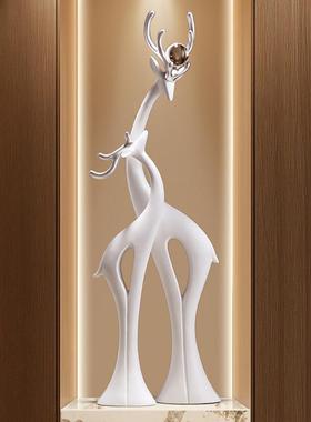 创意鹿玄关柜入户正对门摆件高级感屏风隔断竖高细长艺术乔迁装饰