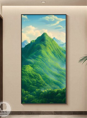 绿水青山挂画玄关装饰画现代简约入户走廊过N道壁画客厅写实风景