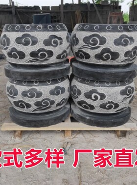 柱墩石顶石青石花岗岩木柱石墩底座实心柱基石柱脚石石雕空心石鼓