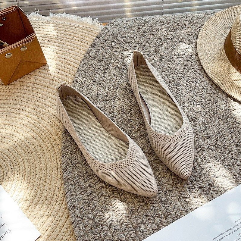 花漾小姐~气质尖头飞织镂空透气一脚蹬软底豆豆鞋女单鞋通勤瓢鞋,淘宝优惠券,粉丝福利购,淘宝优惠卷