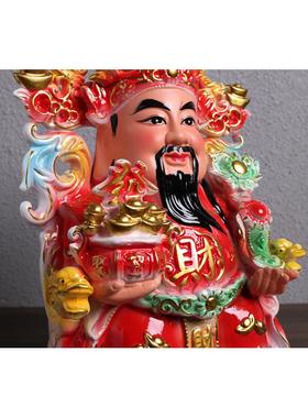 旗红陶瓷财神爷摆件文财神佛像招财神像家用店铺开业送礼品招财