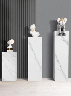 大理石底座客厅石材台立柱墩子玄关落地岩板装饰品摆件雕塑展示台