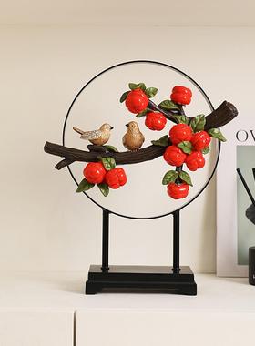 柿柿事事如意柿子摆件客厅新中式玄关酒柜装饰品开业乔迁新居礼品