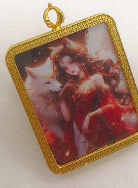 唐卡新款仙家九尾狐唐卡吊坠电镀合金嘎乌盒子送挂绳