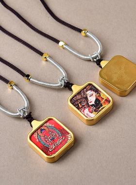 新款迷你小唐卡黄财神吊坠本命佛绿度母扎基拉姆藏式唐卡吊坠钛钢