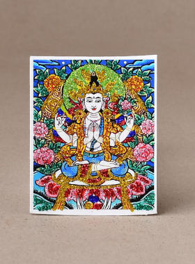 彩金唐卡五爷画药师扎基拉姆前世今生绿度母本命佛可换图唐卡国潮