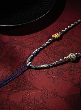 藏式吊坠绳民族风手搓棉线编绳项链佛牌唐卡挂坠绳子男女毛衣链