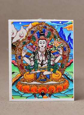 彩金唐卡五爷画药师扎基拉姆前世今生绿度母本命佛可换图唐卡国潮