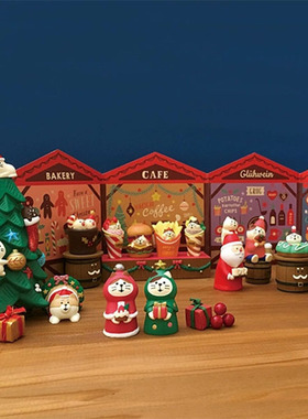 ZAKKA圣诞树节日老人礼盒装饰品展示台桌子迷你树脂工艺品小摆件