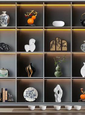 现代新中式摆件家居办公室装饰品轻奢高档客厅酒柜电视柜茶室摆设