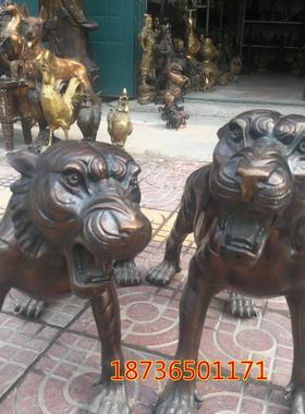 纯铜老虎摆件 镇宅虎王 生肖虎 聚财虎 风水铜器鎏金工艺品