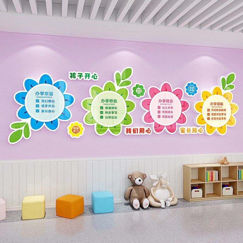 幼儿园办学宗旨立体墙贴环创主题装饰楼梯布置托管班教室墙面贴纸,淘宝优惠券,粉丝福利购,淘宝优惠卷