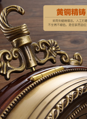 纯铜美式实木双面挂钟客厅钟表时钟挂表家L用两面静音欧式时尚简