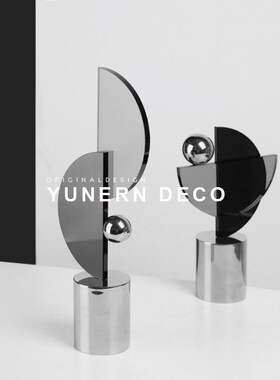 简约现代几何水晶雕塑摆件样板间书房家居玄关博古架装饰品摆设