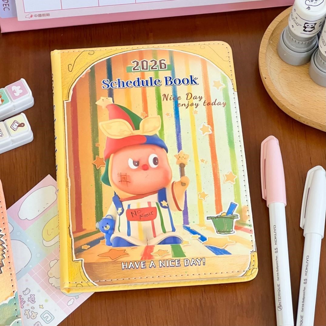 2026年B6星星人皮质彩页日程本ins高颜值可爱卡通笔记本手账本子,淘宝优惠券,粉丝福利购,淘宝优惠卷