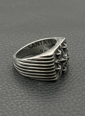 s925纯银克罗伈复古印章戒指男五角星cody sanderson风格霸气指环