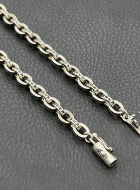 s925纯银克罗伈复古字母链粗十字链麻花链珍珠链圆珠链项链男潮牌