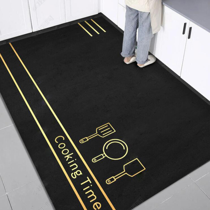 Kitchen floor mats are oil-proof, slip-resistant, wipeable and wash-free carpets, leather waterproof foot mats, simple and cuttable for home use