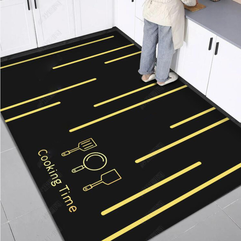Kitchen floor mats are oil-proof, slip-resistant, wipeable and wash-free carpets, leather waterproof foot mats, simple and cuttable for home use