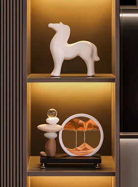 时来运转流沙画摆件办公室高级感沙漏客厅电视酒柜家居装饰品送礼